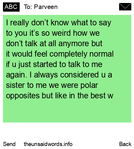 unsent message to Parveen