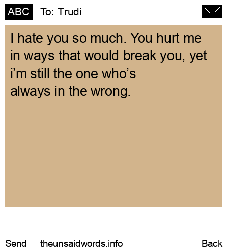 unsent message to Trudi