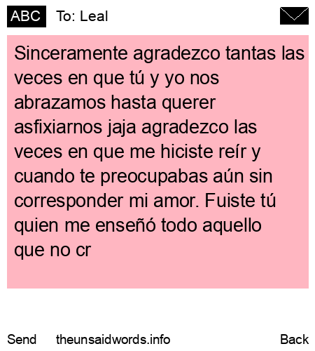 unsent message to Leal