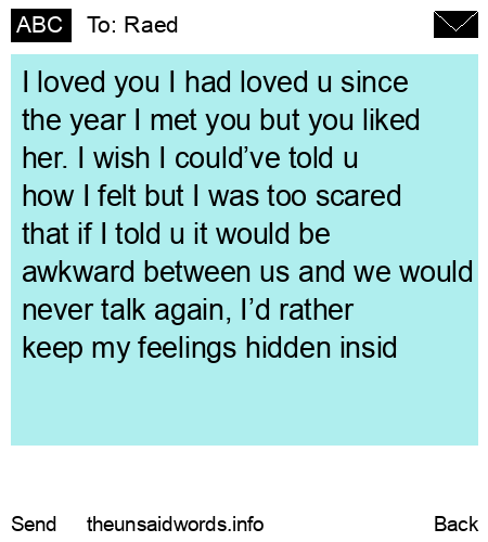 unsent message to Raed