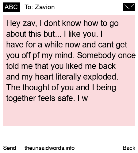 unsent message to Zavion