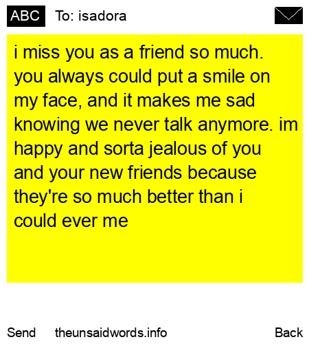 unsent message to isadora