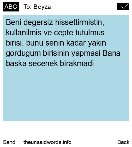 unsent message to Beyza