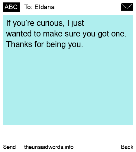 unsent message to Eldana