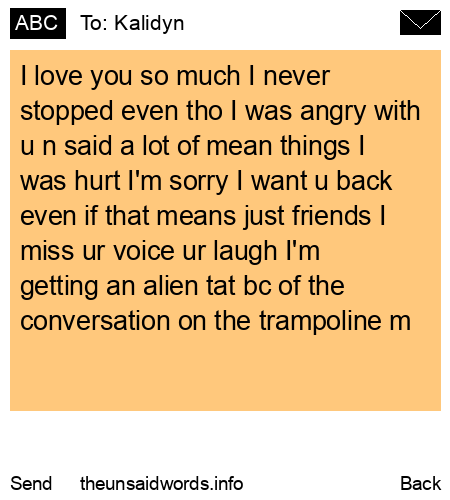 unsent message to Kalidyn
