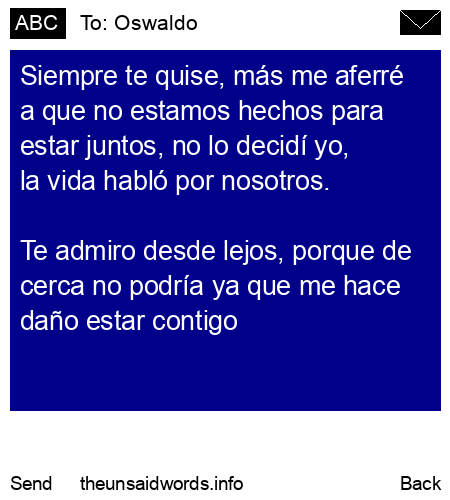 unsent message to Oswaldo