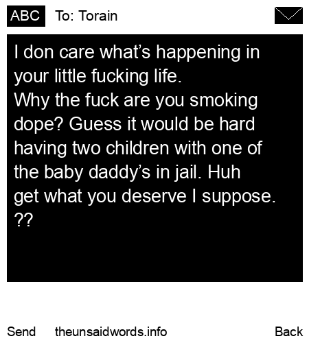unsent message to Torain