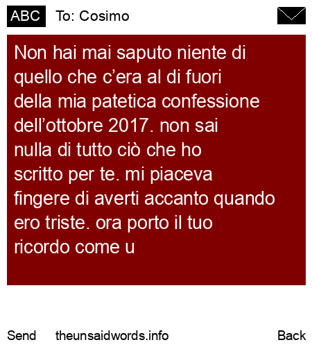 unsent message to Cosimo