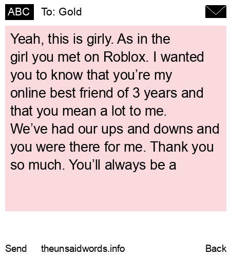 unsent message to Gold