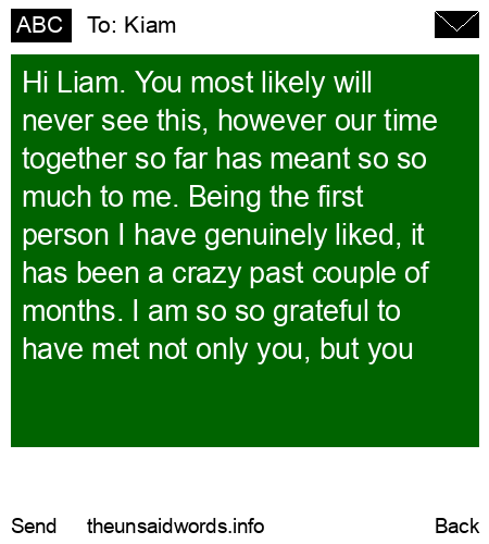 unsent message to Kiam