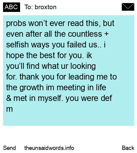 unsent message to broxton