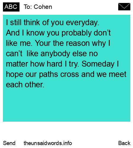 unsent message to Cohen