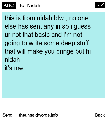 unsent message to Nidah