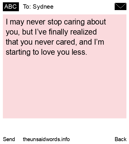unsent message to Sydnee