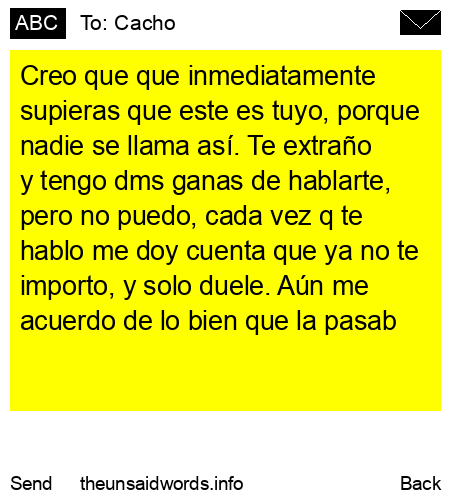 unsent message to Cacho