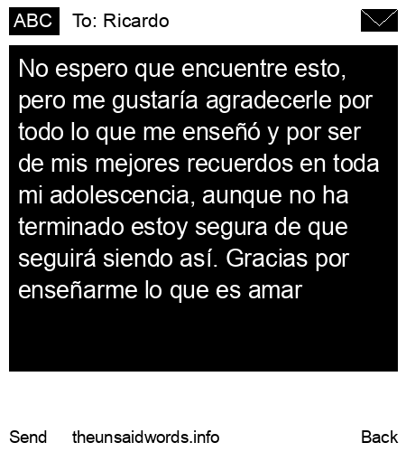 unsent message to Ricardo