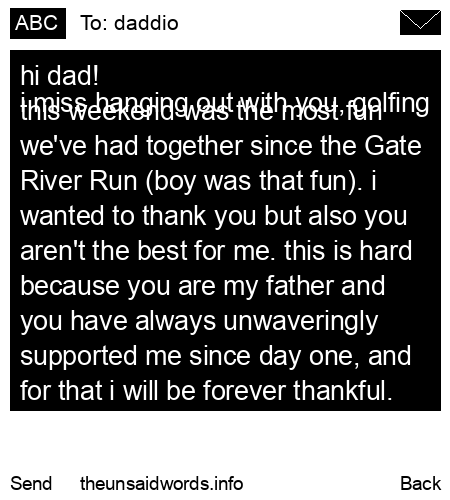 unsent message to daddio