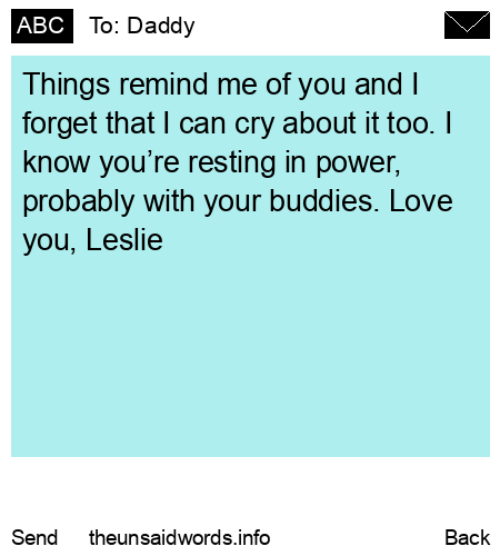 unsent message to Daddy