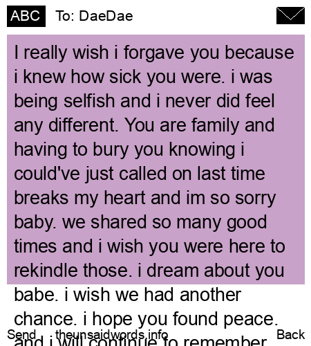 unsent message to DaeDae