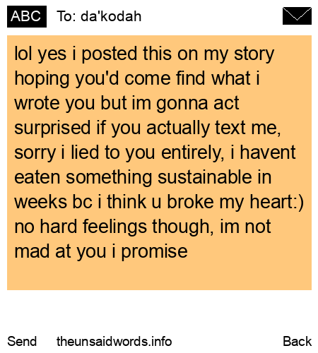 unsent message to da'kodah
