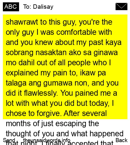 unsent message to Dalisay