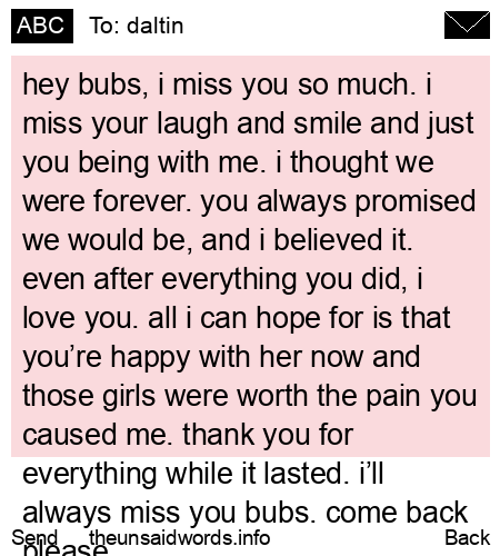 unsent message to daltin