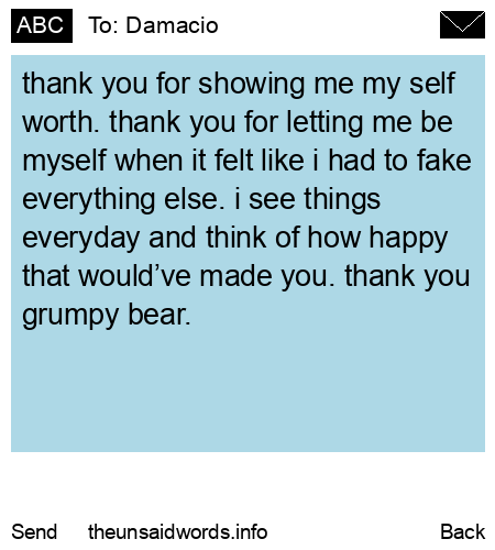 unsent message to Damacio