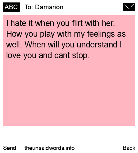 unsent message to Damarion