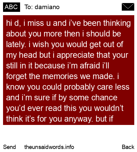 unsent message to damiano