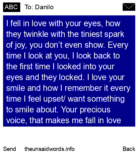 unsent message to Danilo
