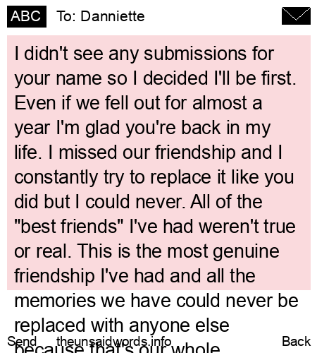 unsent message to Danniette