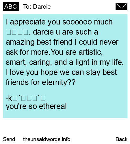 unsent message to Darcie
