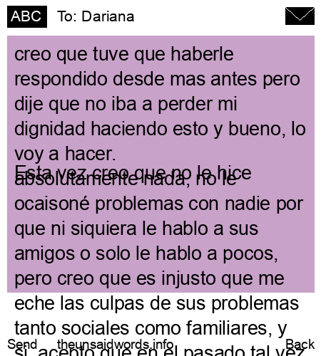 unsent message to Dariana