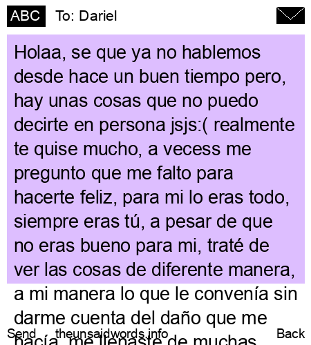 unsent message to Dariel