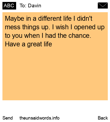unsent message to Davin