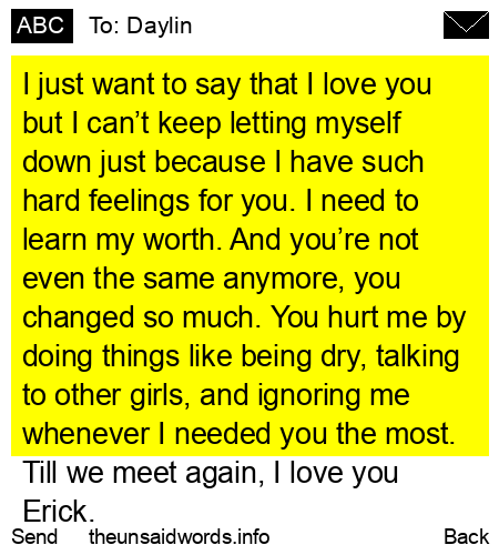 unsent message to Daylin