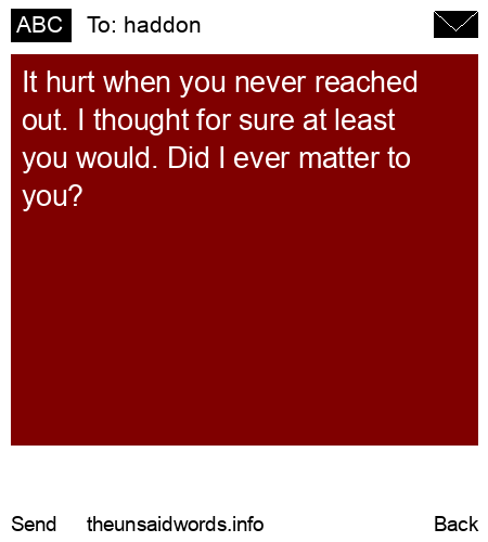 unsent message to haddon