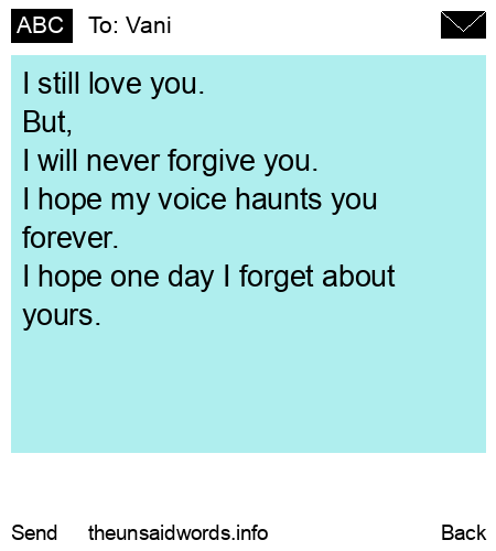 unsent message to Vani