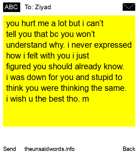 unsent message to Ziyad