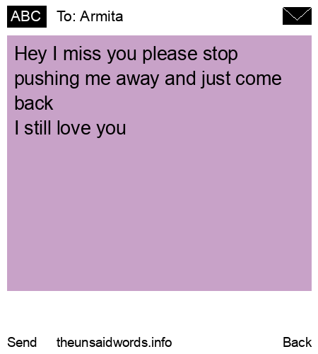 unsent message to Armita