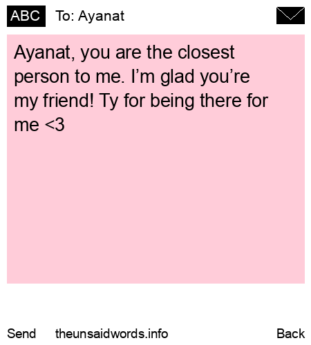 unsent message to Ayanat