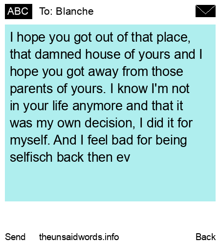 unsent message to Blanche