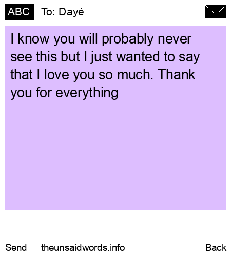 unsent message to Dayé