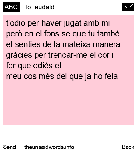 unsent message to eudald