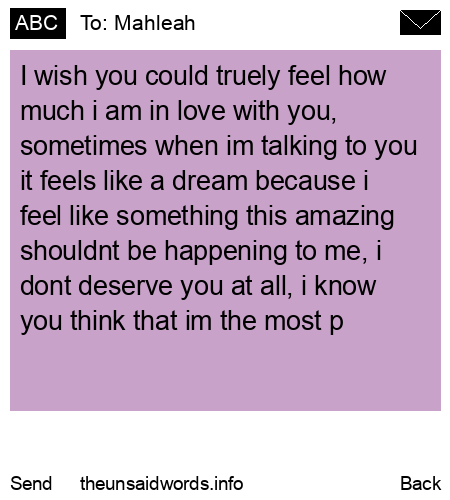 unsent message to Mahleah