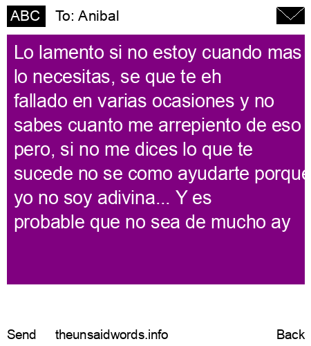 unsent message to Anibal