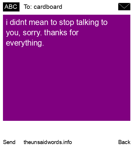 unsent message to cardboard