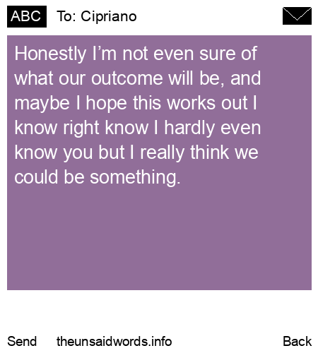 unsent message to Cipriano