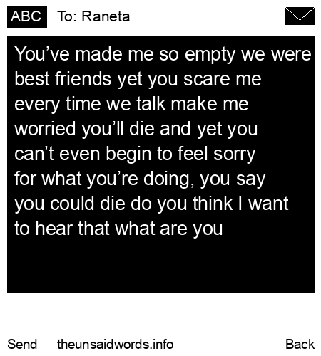 unsent message to Raneta