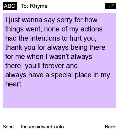 unsent message to Rhyme